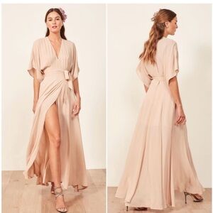 Reformation Winslow Wrap Maxi Dress in Nude